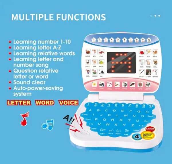 Kids Educational Laptop Toy Interactive Learning Game with Letters, Words & Voice - Image 8